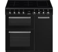 Smeg Concert CX93IMBL 90cm Wide Gloss Black Dual Fuel Freestanding Range Cooker