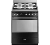 Smeg SUK61MBL9 cooker Freestanding cooker Electric Gas Black, Stainless steel