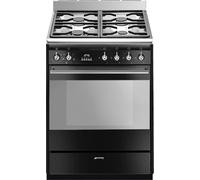 Smeg SUK61MBL9 cooker Freestanding cooker Electric Gas Black, Stainless steel