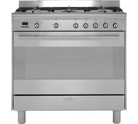 Smeg Concert SUK91MFX9 90cm Dual Fuel Range Cooker with Gas Hob - Stainless Steel - A Rated, Stainless Steel