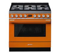 Smeg Portofino CPF9GPX 90cm wide Dual Fuel Range Cooker with Gas Hob and Pyrolytic Cleaning - Stainless Steel Stainless Steel