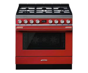 Smeg CPF9GPR 90cm Portofino Dual Fuel Range Cooker - Red