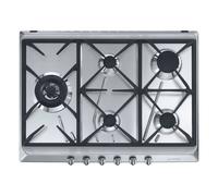 Smeg Cucina 70cm 5 Burner Gas Hob with Wok Burner - Stainless Steel SRV575GH5