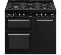 SMEG CX103GMBL 90 cm Dual Fuel Range Cooker - Black, Black