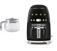 Smeg DCF02 Drip Filter Coffee Machine +DCG01 Glass Carafe Spare Jug Bundle - Black