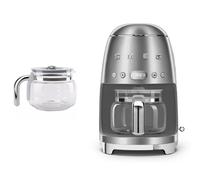 Smeg DCF02 Drip Filter Coffee Machine +DCG01 Glass Carafe Spare Jug Bundle - Stainless Steel
