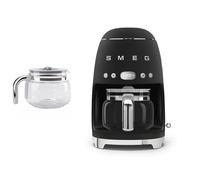 Smeg DCF02 Drip Filter Coffee Machine Matte Colour + DCGC01 Glass Carafe Spare Jug Bundle - Matte Black