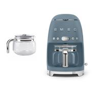 Smeg DCF02 Drip Filter Coffee Machine Matte Colour + DCGC01 Glass Carafe Spare Jug Bundle - Storm Blue