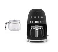 Smeg DCF02 Drip Filter Coffee Machine Matte Colour + DCGC01 Glass Carafe Spare Jug Bundle - Matte Black