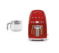 Smeg DCF02 Drip Filter Coffee Machine +DCG01 Glass Carafe Spare Jug Bundle - Red
