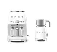 Smeg Drip Coffee Machine and Milk Frother White with Tritan Set