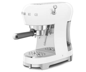 Smeg ECF02 Black Espresso Coffee Machine with Steam Wand (White)