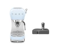 Smeg Ecf02, Ects01 Espresso Machine And Coffee Tamper Set In Pale Blue Pale Blue