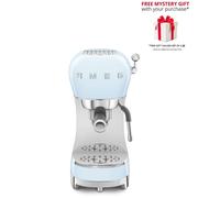 Smeg ECF02 Espresso Coffee Machine with Steam Wand - Free Gift RRP £30! - Pastel Blue