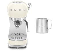 (Cream) Smeg ECF02 Espresso Machine + CMMJ01 Milk Frothing Jug Bundle