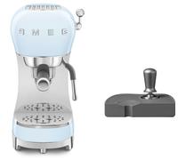 Smeg Ecf02, Ects01 Espresso Machine And Coffee Tamper Set In Pale Blue Pale Blue
