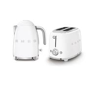 Smeg KLF03WHUK 1.7Ltr - 3kw Kettle and TSF01WHUK 2 Slice Toaster Set in White