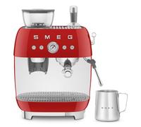 Smeg EGF03RDUK Espresso Coffee Machine, 20 Bar Pump, 2.4L, 1650W with Grinder, Red
