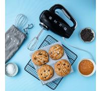 Smeg Hand Mixer 50s Style Black Electric Hand Mixer with Accessories - HMF01BLUK
