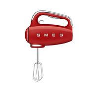 Smeg HMF01RDUK Hand Mixer with Turbo Function, 3 Attachments, LED Display, Retro 50's Style, 250W, Red