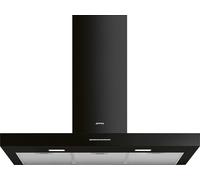 Smeg KBT900BL 90cm Chimney Cooker Hood for Ducted/Recirculating Ventilation - Black, Black