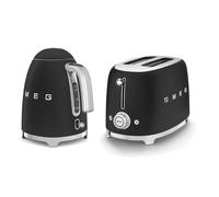 SMEG Kettle 1.7L 3Kw & 2-Slice Toaster Set, Stainless Steel in Matte Black