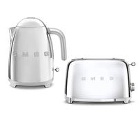 Smeg KLF03SSUK 3kw Kettle/TSF01SSUK 2 Slice Toaster Set Polished S/S
