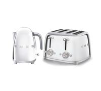 Smeg Kettle & 4-Slice Toaster, Polished Stainless Steel, KLF03SSUK/TSF03SSUK
