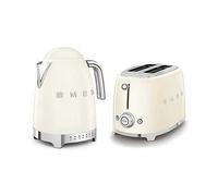 Smeg 50’s Style Retro Range Breakfast Set, 1.7L 3000W Variable Temperature Kettle and Multi-Functional Control 2-Slice 950W Toaster, Cream, KLF04CRUK/ TSF01CRUK