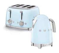 Smeg Kettle and 4 Slice Toaster Set 1.7L 3Kw Variable Temperature Pastel Blue