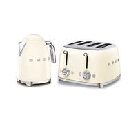 Smeg Kettle and 50's 4 by 4 Slice Toaster Cream Set