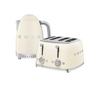 Smeg Kettle and 50s 4 by 4 slice Toaster in Cream