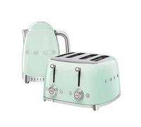 Smeg Kettle and 50s 4 by 4 Slice Toaster in Pastel Green