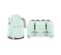 Smeg 50’s Style Retro Range Breakfast Set, 1.7L 3000W Kettle and Multi-Functional Control 4-Slice 2000W Toaster, Pastel Green, KLF03PGUK/ TSF03PGUK