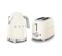 Smeg 50’s Style Retro Range Breakfast Set, 1.7L 3000W Variable Temperature Kettle and Multi-Functional Control 2-Slice 950W Toaster, Cream, KLF04CRUK/ TSF01CRUK