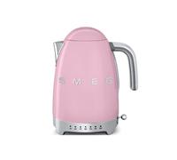 Smeg KLF04PKUK Jug Kettle with 7 Temperature Settings , 3KW, 1.7L & TSF03PKUK 4 Slice Toaster, Extra Wide Slots, Pink