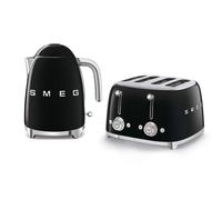 Smeg Kettle & Toaster Set 1.7L 3Kw, 4 Slice, Stainless Steel in Black,