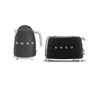 Smeg Kitchen Set, 1.7L Jug Kettle with 360 Swivel Base, 3000W and 4 Slice Toaster, Matte Black EEJB162
