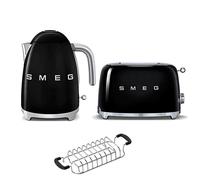 Smeg KLF03 Kettle + TSF01 Toaster + TSBW01 Bun Warmer Bundle - Black