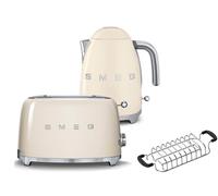 Smeg KLF03 Kettle + TSF01 Toaster + TSBW01 Bun Warmer Bundle - Cream
