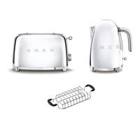 Smeg Klf03, Tsf01, Tsbw01 Kettle, Toaster & Bun Warmer Set In Silver Silver One Size
