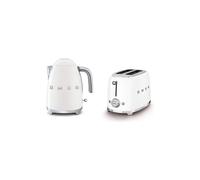 Smeg KLF03, TSF01 Matte Kettle & 2 Slice Toaster Set in White Smeg White