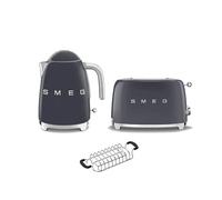(Grey) Smeg KLF03 Kettle + TSF01 Toaster + TSBW01 Bun Warmer Bundle