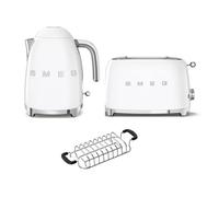 Smeg Klf03, Tsf01, Tsbw01 Kettle, Toaster & Bun Warmer Set In White White
