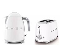 Smeg KLF03WHUK 3kw Kettle/TSF01WHUK 2 Slice Toaster Set in White