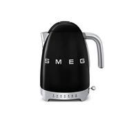 Smeg KLF04BLUK Jug Kettle with 7 Temperature Settings , 3KW, 1.7L & TSF03BLUK 4 Slice Toaster, Extra Wide Slots, Black