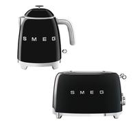 Smeg Klf05 Retro 50's Style Mini Kettle 0.8L & Tsf03 Retro 4-Slice Toaster Set In Black Black One Size