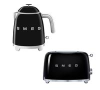 Smeg Klf05, Tsf01 Retro 50's Style Mini Kettle & 2 Slice Toaster Set In Black Black One Size