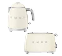 Smeg Klf05 & Tsf03 Retro 50's Style Mini Kettle & 4-Slice Toaster Set In Cream Cream One Size