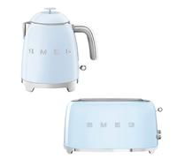 KLF05 Retro 50's Style Mini Kettle 0.8L & TSF03 Retro 4-Slice Toaster Set Smeg Pale Blue One Size